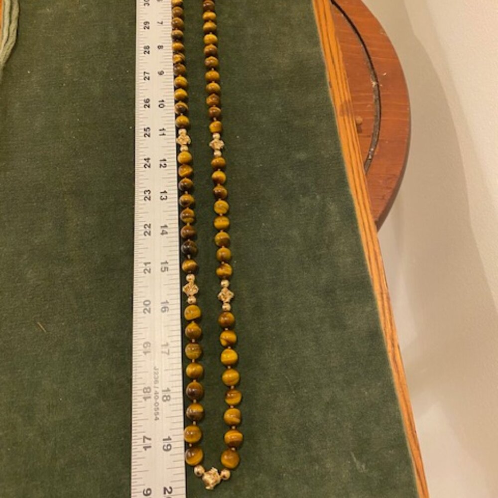 Tigers eye 20" necklace with gold nugget spacers